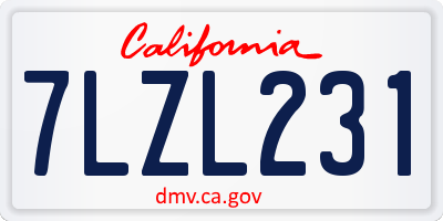 CA license plate 7LZL231