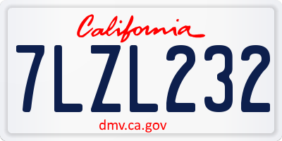 CA license plate 7LZL232