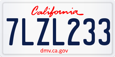 CA license plate 7LZL233