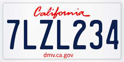 CA license plate 7LZL234