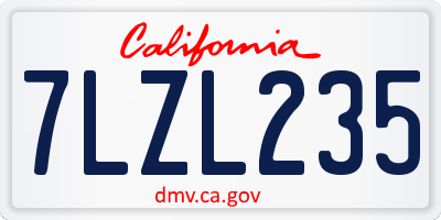 CA license plate 7LZL235