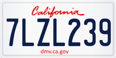 CA license plate 7LZL239