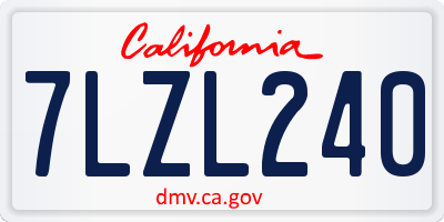 CA license plate 7LZL240