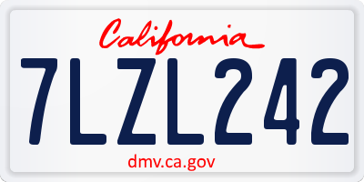CA license plate 7LZL242