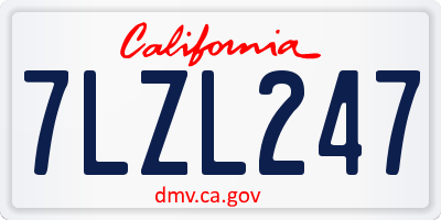 CA license plate 7LZL247