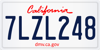 CA license plate 7LZL248