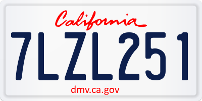 CA license plate 7LZL251