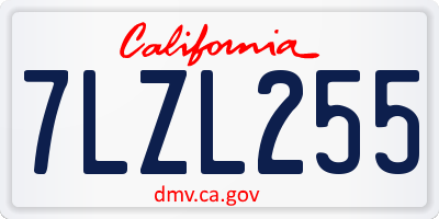 CA license plate 7LZL255