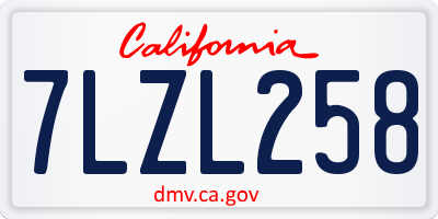 CA license plate 7LZL258