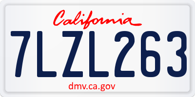 CA license plate 7LZL263