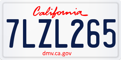 CA license plate 7LZL265