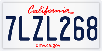 CA license plate 7LZL268