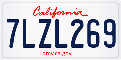 CA license plate 7LZL269