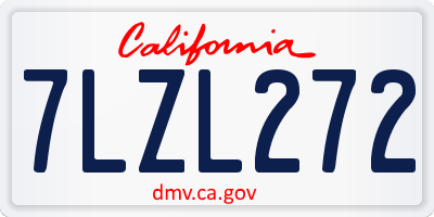 CA license plate 7LZL272