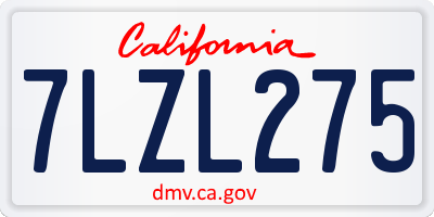CA license plate 7LZL275
