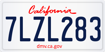 CA license plate 7LZL283