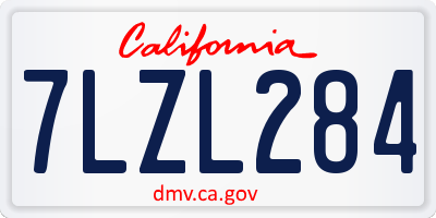CA license plate 7LZL284