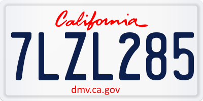 CA license plate 7LZL285