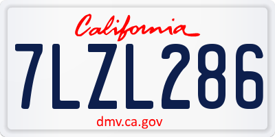 CA license plate 7LZL286