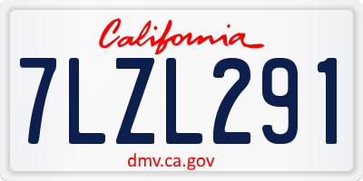 CA license plate 7LZL291
