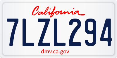 CA license plate 7LZL294