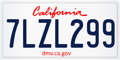 CA license plate 7LZL299