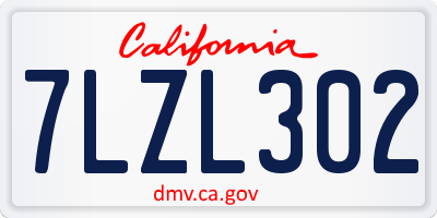 CA license plate 7LZL302