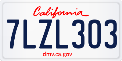 CA license plate 7LZL303