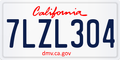 CA license plate 7LZL304