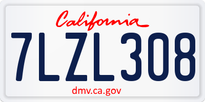 CA license plate 7LZL308