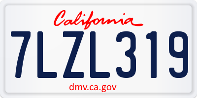 CA license plate 7LZL319