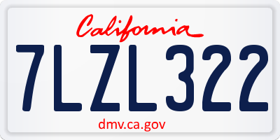CA license plate 7LZL322