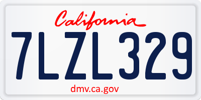 CA license plate 7LZL329