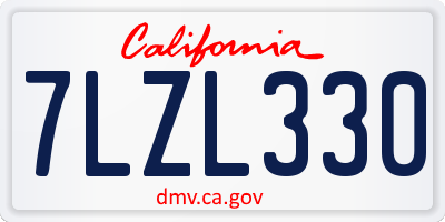 CA license plate 7LZL330