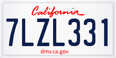 CA license plate 7LZL331
