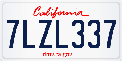 CA license plate 7LZL337