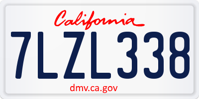 CA license plate 7LZL338