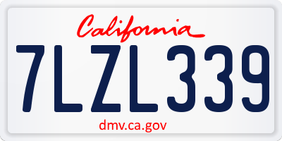 CA license plate 7LZL339
