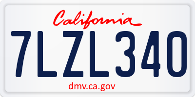 CA license plate 7LZL340