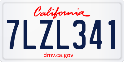 CA license plate 7LZL341