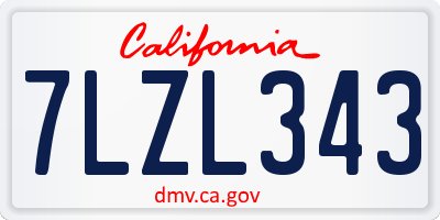 CA license plate 7LZL343