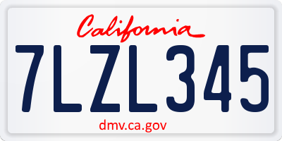 CA license plate 7LZL345