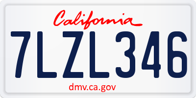 CA license plate 7LZL346