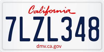 CA license plate 7LZL348