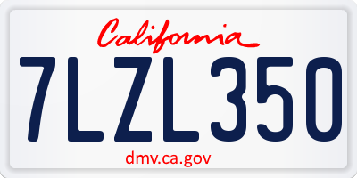 CA license plate 7LZL350