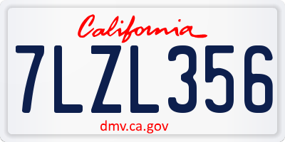 CA license plate 7LZL356