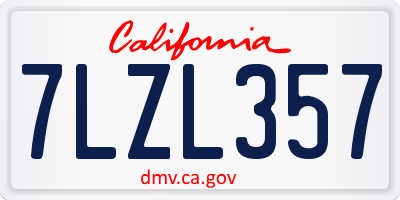 CA license plate 7LZL357