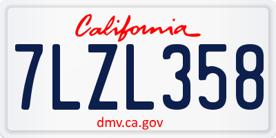 CA license plate 7LZL358