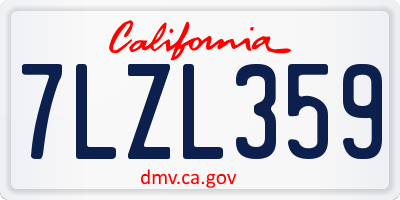 CA license plate 7LZL359