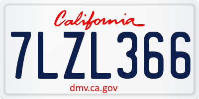 CA license plate 7LZL366